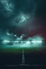 Soccer Field Under Dark Sky