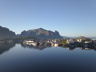 Aerial photo of Lofoten islands in Northern Norway