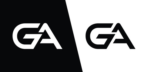 GA, AG Letter logo design on black and white background.