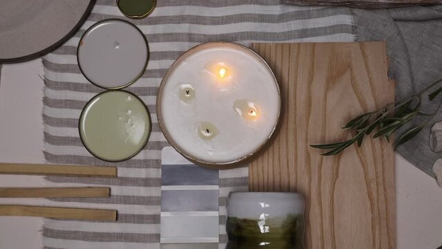 erior design candle in a ceramic bowl top view