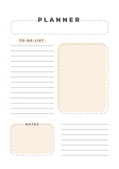 Cute planner templates. Weekly, monthly and yearly planners. To do list, goal planner and habit tracker pages design. Month organizer scrapbook schedule isolated vector  - obrazy, fototapety, plakaty