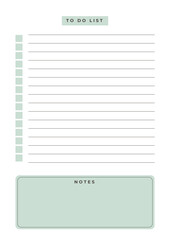 Notebook. Daily planner book goal reminder date and month weekly organizer for routine processes. Vector scrapbook page template