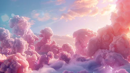Foto auf Alu-Dibond A beautiful pink cloud background against a blue sky at sunset. A beautiful pink cloud background on top of an abstract heaven texture. © Mark