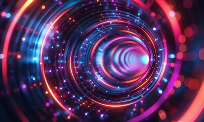 Obraz premium Abstract Background With Neon Lights and Circles