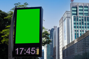 Billboard green chromakey mock up in the city of Sao Paulo. Use this photo day mockup for your...