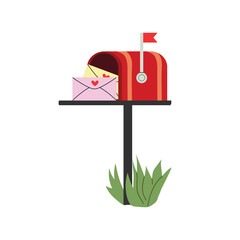 Mail box vector illustration. Open mailbox with letters. Letterbox. White isolated background.