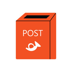 Red classic post box. Mail box icon. Letterbox. Vector illustration.