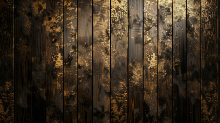 Golden details against the background of dark wood, creating contrast and adding warmth to the space. 