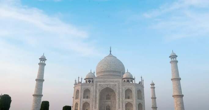 Taj mahal one of the wonders of the world on the bank of the Yamuna river in Agra city, Uttar Pradesh state, India