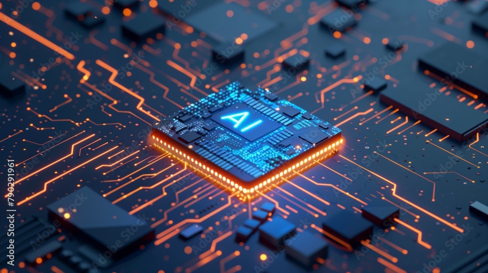 Poster The image shows the AI processor, which has a compact size and high computing power to solve complex problems.