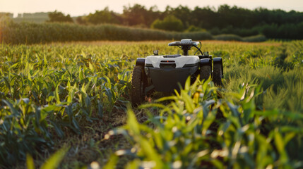 AI-driven machine harvest crops. High-Tech harvesting in action