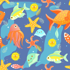 Naklejka premium pattern sea life Ocean marine