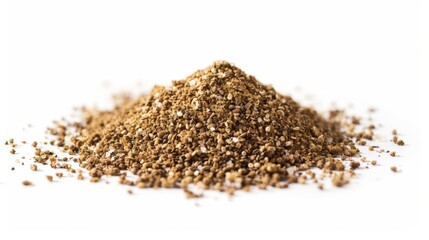 Pile of brown soil on white backdrop