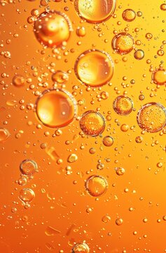 Vibrant oil bubbles on an orange background.