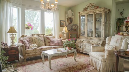 A cozy vintage living room with a touch of elegance