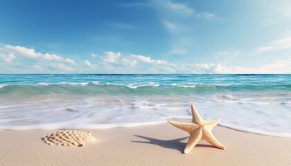 View of the beach waves is truly amazing and creates wisps of white foam on the shoreline, with stunning vibrant reflections of sunlight, sea creatures, shells, starfish and turtles walk on the beach 