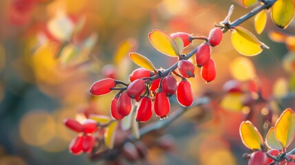 Branch of tree with red berries - Powered by Adobe