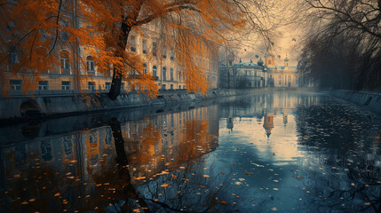 Petersburg Canal Reflection art