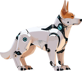 brown cute  anime cartoon dog robotic ai  charactor in full body and stand look right side..