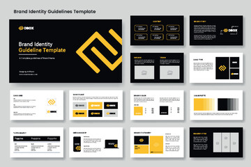 Brand guidelines presentation template and Minimalist corporate brand identity layout
