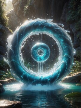 A magical fantasy water portal to a parallel world