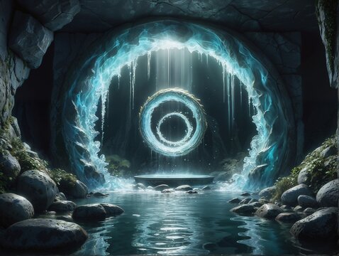 A magical fantasy water portal to a parallel world