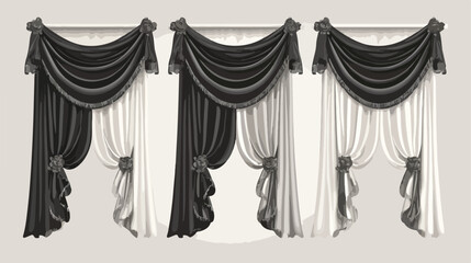 Black and white curtains set vector illustration. R