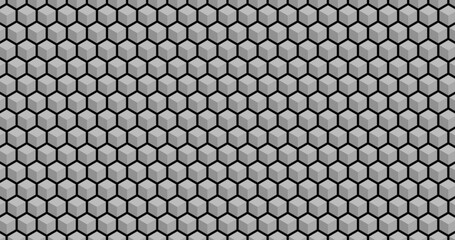 Seamless Geometric Hexagonal Pattern for Background or Wallpaper Design in Black and White
