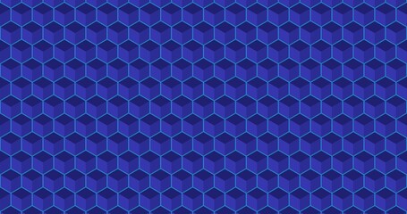 Seamless Geometric Hexagonal Pattern for Background or Wallpaper Design in Black and blue