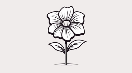 Black and white image of a flower. Vector illustrat