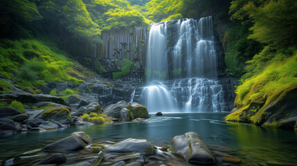 Pristine Jeju Waterfalls art - obrazy, fototapety, plakaty