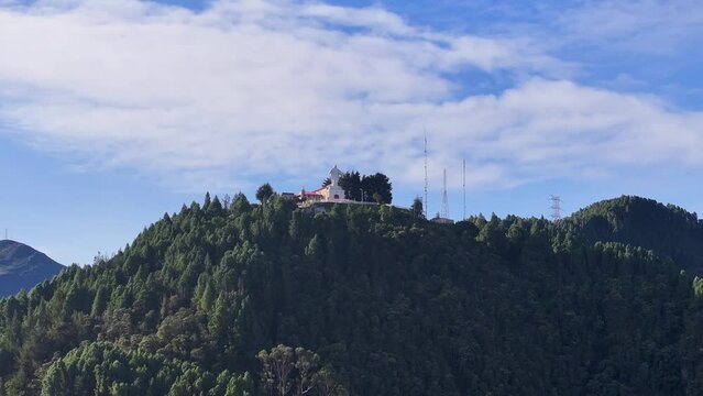 Virgen De Guadalupe Sanctuary At Bogota In Cundinamarca Colombia. Religion Background. Sanctuary Landscape. Bogota At Cundinamarca Colombia. Basilica Church Aerial View. Guadalupe Virgen.