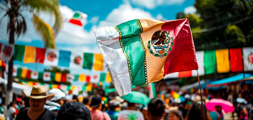 The Mexican flag at the Cinco de Mayo festival.