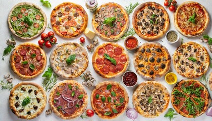 Verschiedene pizzasorten.