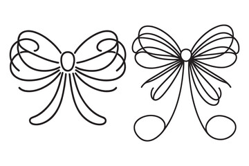 Line drawing of gift ribbon with bow. Vector illustration