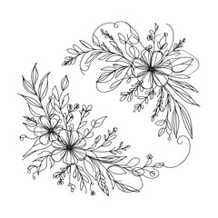 round frame of flowers, floral arrangement. Vector illustration