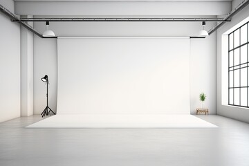 Clean studio setup background with light and backdrop