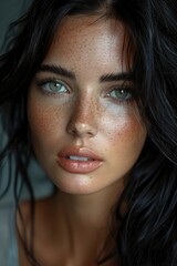 Fototapeta premium A professional photo of an extremely beautiful Mexican woman with long black hair