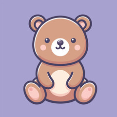 Cute bear sitting cartoon vector