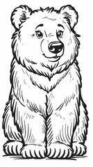 Animals (simple outlines): A coloring book page featuring a friendly bear outline