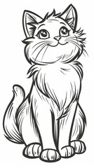 Animals (simple outlines): A coloring book page featuring a cute kitten outline