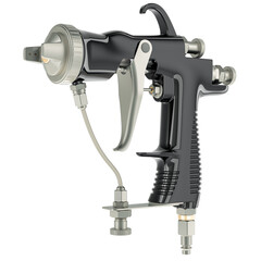Black electrostatic air spray gun, 3D rendering isolated on transparent background