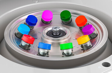 Laboratory centrifuge closeup, 3D rendering