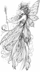 Fantasy elements: A fairy with delicate wings and a wand