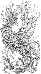 Fantasy elements: A majestic phoenix, rising from the ashes,