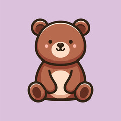 Cute bear sitting cartoon vector