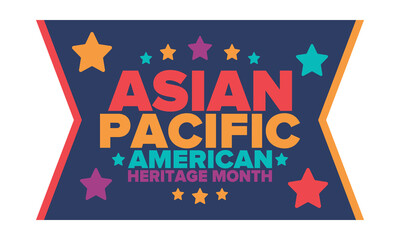 Fototapeta na wymiar Asian Pacific American Heritage Month. Celebrated in May. It celebrates the culture, traditions and history of Asian Americans and Pacific Islanders in the United States. Poster, card, banner. Vector
