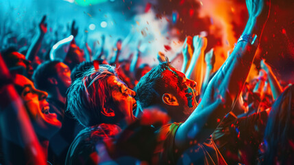 Ecstatic Fans with Painted Faces Celebrating