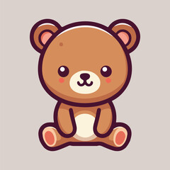 Obraz premium Cute bear sitting cartoon vector