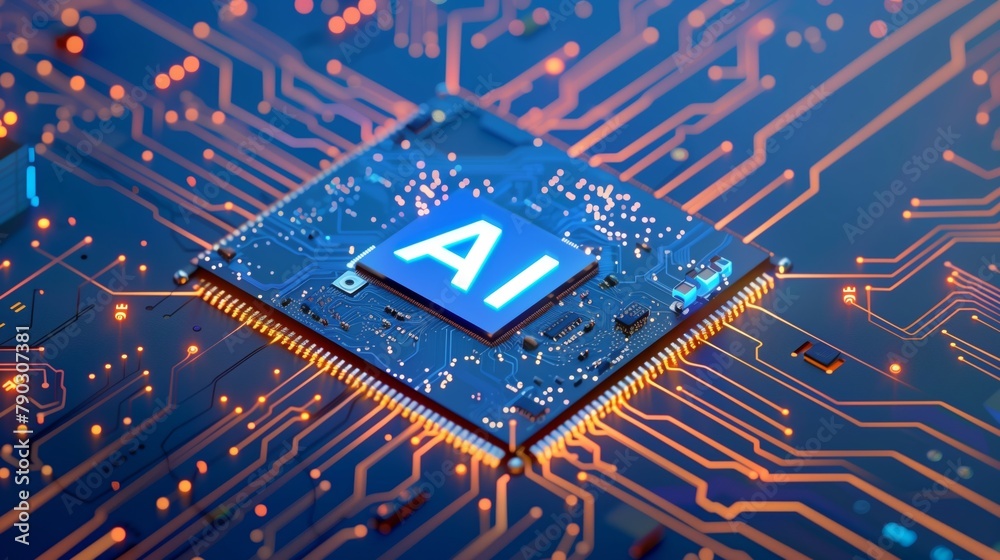 Poster A detailed review shows a compact AI processor built into the chip, which is the main component of modern electronic devices.